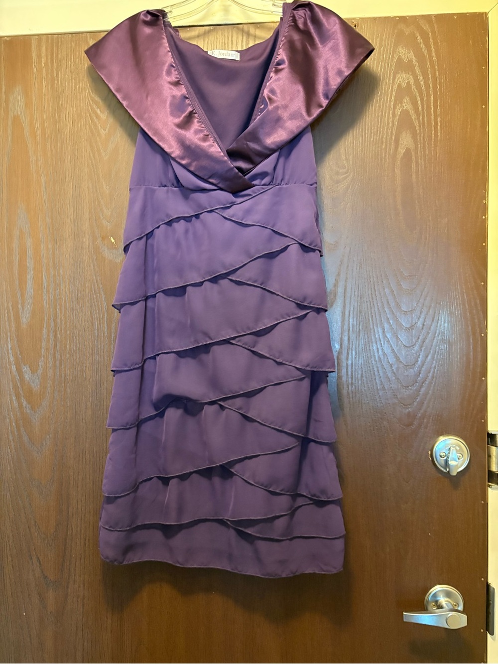 Purple Layered Satin-Trim Cocktail Dress